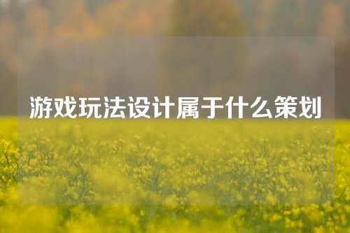 游戏玩法设计属于什么策划