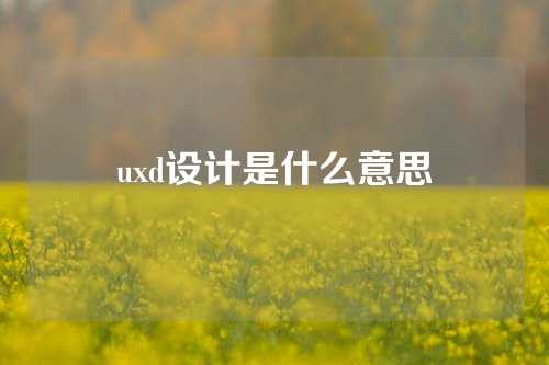 uxd设计是什么意思