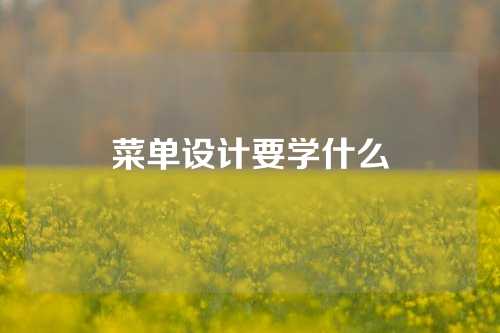 菜单设计要学什么