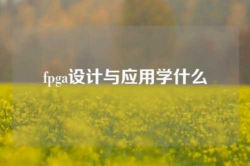 fpga设计与应用学什么