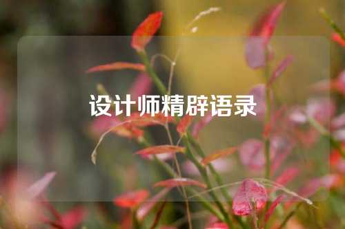 设计师精辟语录